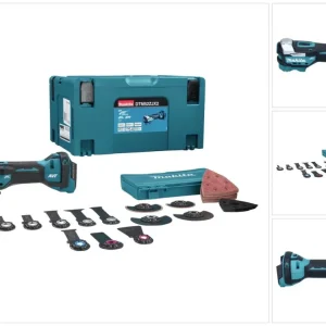 Makita DTM52ZJX2 Starlock Max sin escobillas 18V Herramienta multifunción sin cable + Makpac Set + Juego de accesorios, 43...