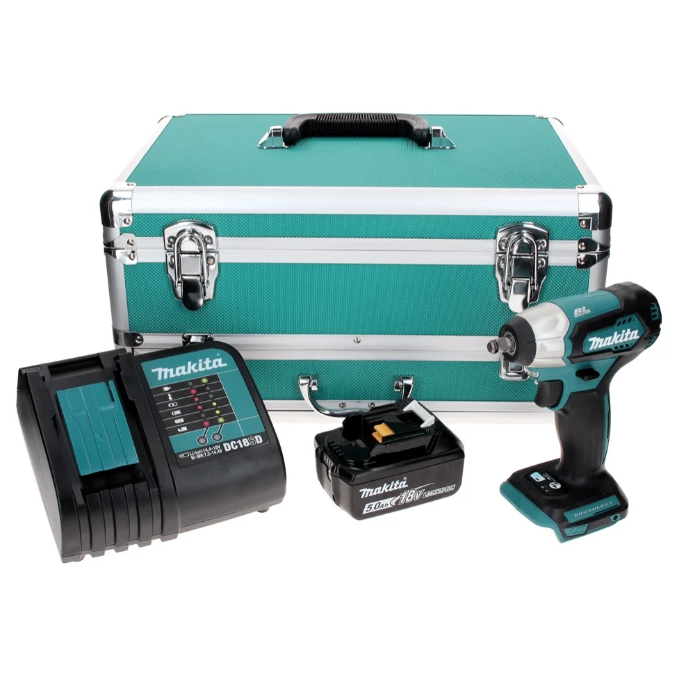Makita DTW 180 ST1TX llave de impacto baterí 18 V 180 Nm 3/8" sin escobillas + 1x baterí 5,0 Ah + cargador + juego de broc...