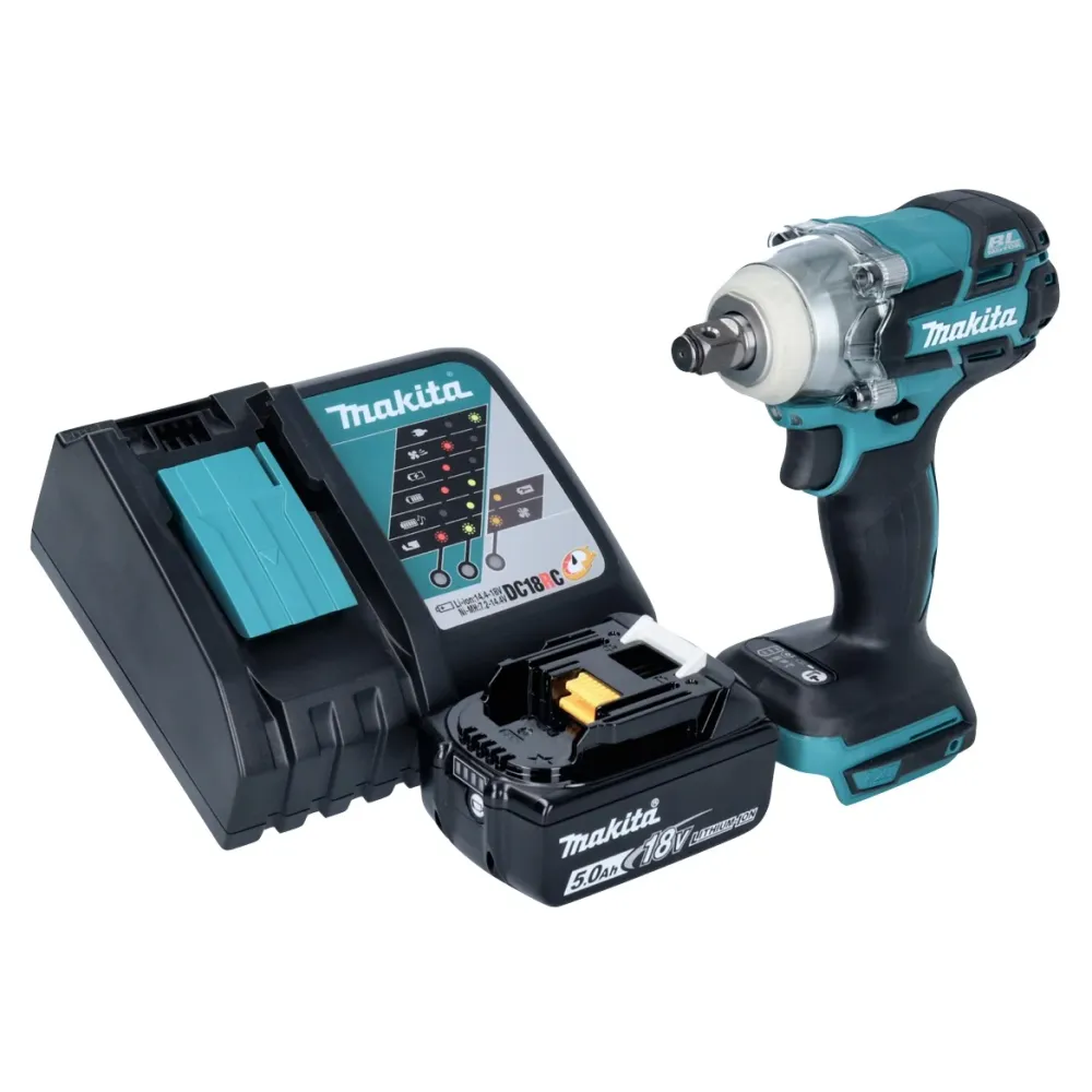 Makita DTW 285 RT1 Atornillador de impacto inalámbrico 18 V 280 Nm 1/2" sin escobillas + 1x baterí 5,0 Ah + cargador
