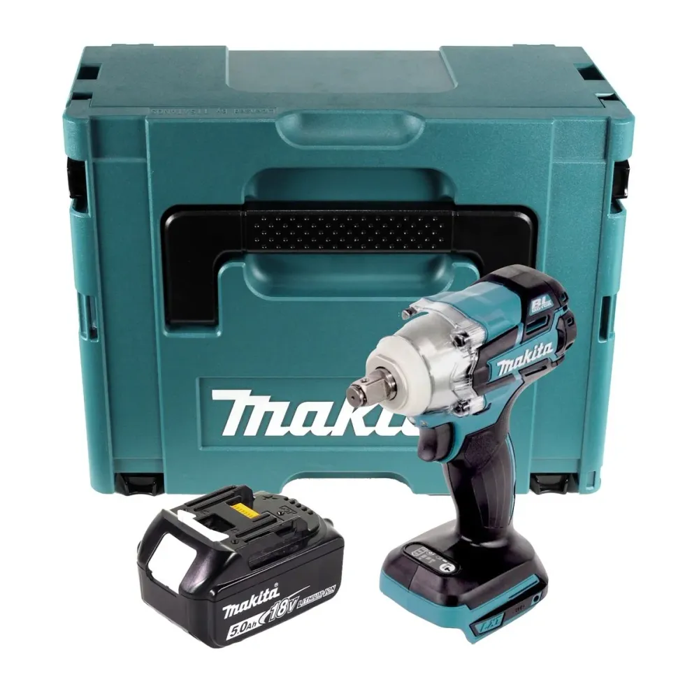 Makita DTW 285 T1J Llave de impacto baterí 18 V 280 Nm 1/2" sin escobillas + 1x baterí 5,0 Ah + Makpac - sin cargador