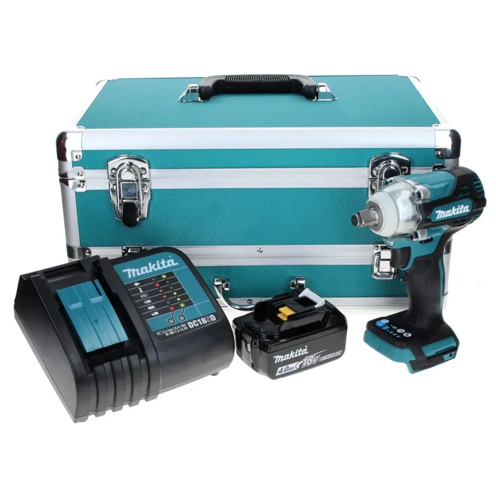 Makita DTW 300 SM1TX llave de impacto baterí 18 V 330 Nm 1/2" sin escobillas + 1x baterí 4,0 Ah + cargador + juego de broc...