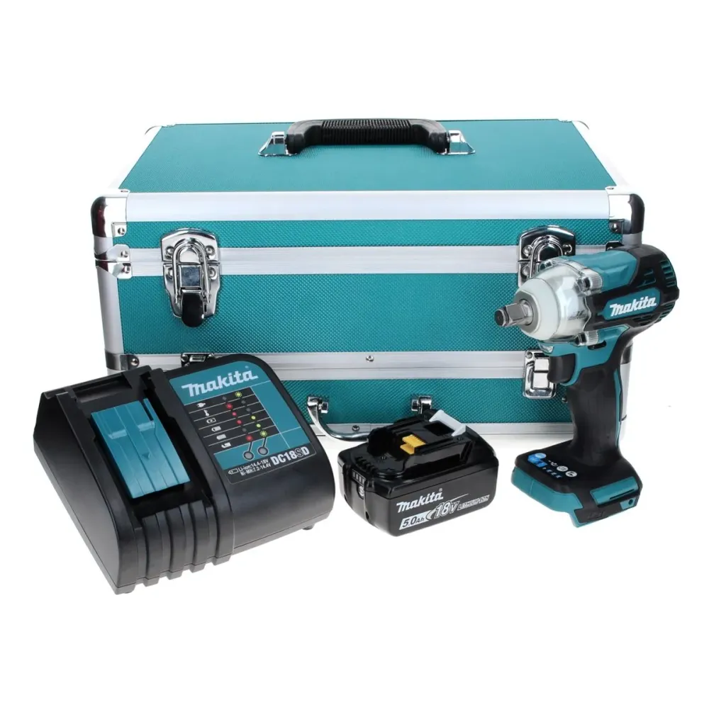 Makita DTW 300 ST1TX llave de impacto baterí 18 V 330 Nm 1/2" sin escobillas + 1x baterí 5,0 Ah + cargador + juego de broc...