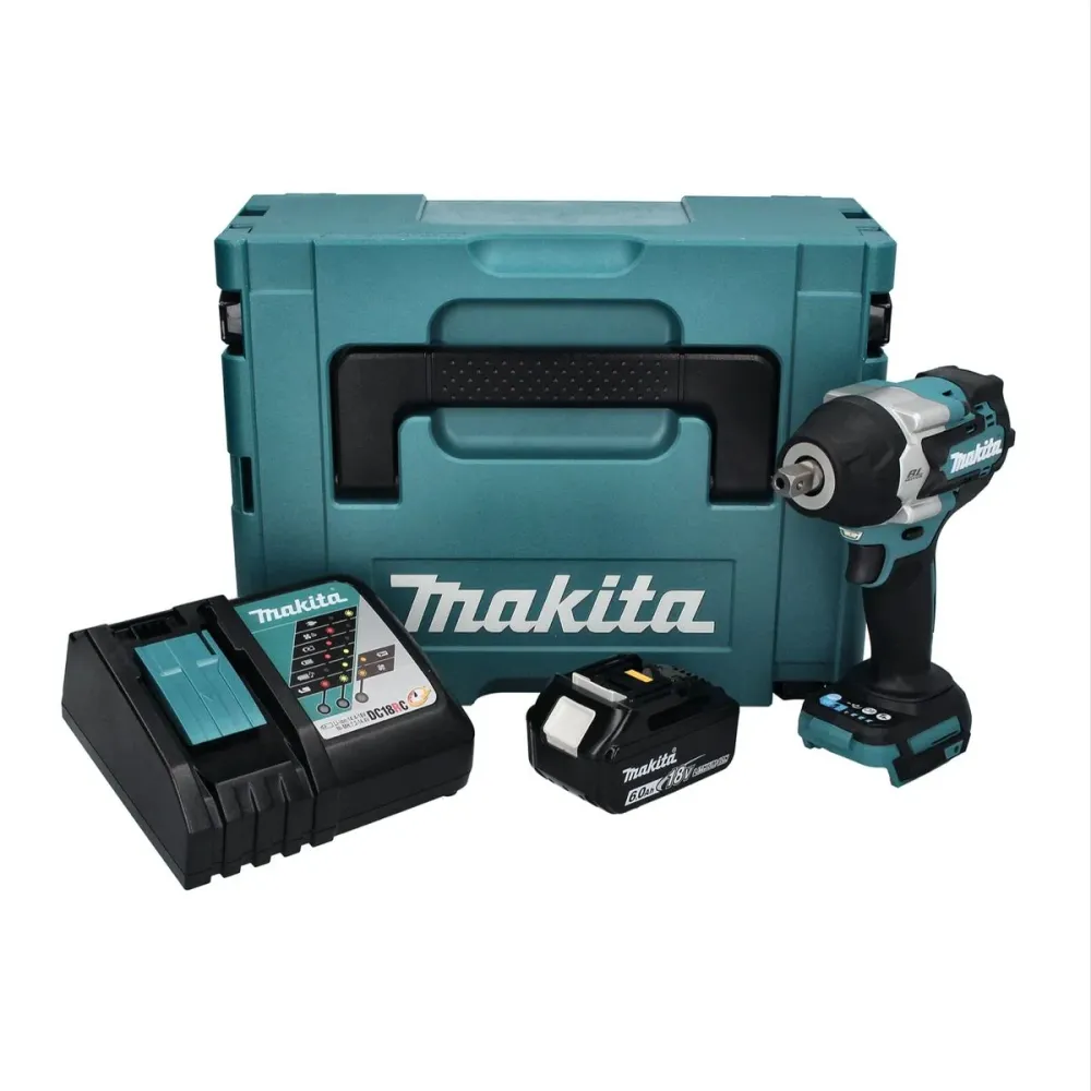 Makita DTW 701 RG1J Llave de impacto sin cable 18 V 700 Nm 1/2" XPT Sin escobillas + 1x baterí recargable 6,0 Ah + cargado...