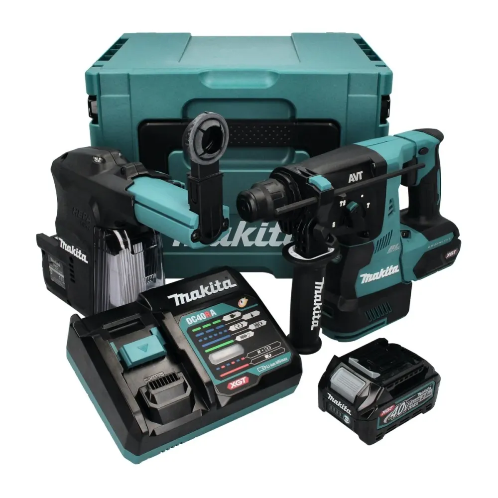 Martillo combinado baterí Makita HR 003 GD101 40 V máx. 2,8 J SDS plus sin escobillas + 1x baterí 2,5 Ah + cargador + aspi...