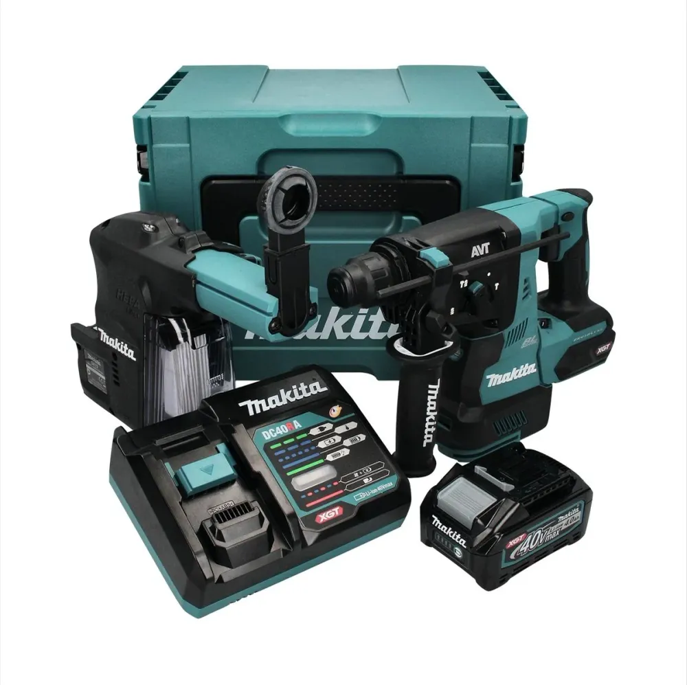 Martillo combinado baterí Makita HR 003 GM101 40 V máx. 2,8 J SDS plus sin escobillas + 1x baterí 4,0 Ah + cargador + aspi...
