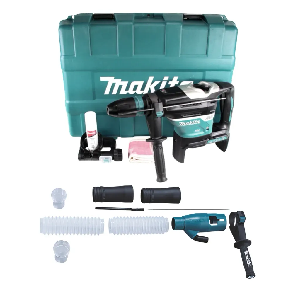 Martillo combinado baterí Makita DHR 400 ZKU 36 V (2 x 18 V) 8,0 J SDS Max Brushless + juego de aspiración + maletín - sin...