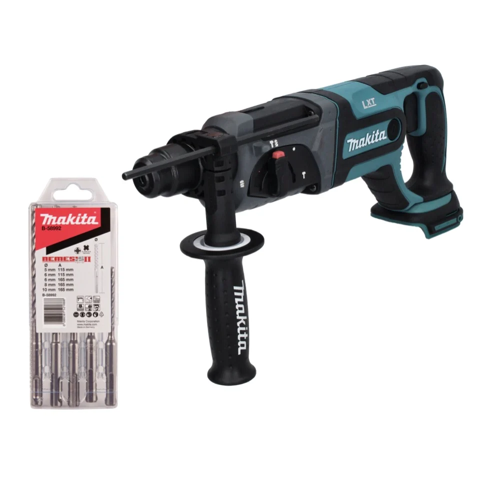 Martillo perforador baterí Makita DHR 241 Z 18 V 2,0 J SDS plus + juego de brocas de 5 piezas - sin baterí, sin cargador