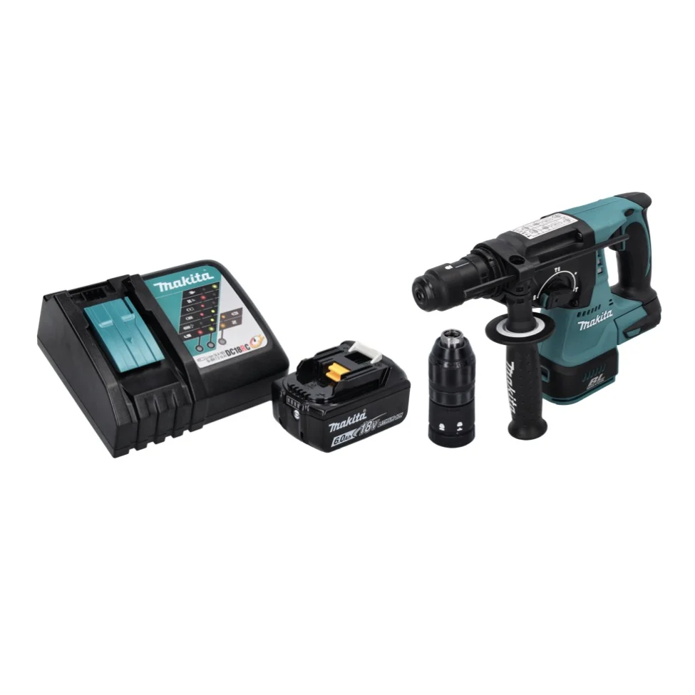 Martillo perforador baterí Makita DHR 243 RG1 18 V SDS plus Brushless + 1x baterí recargable 6.0 Ah + cargador