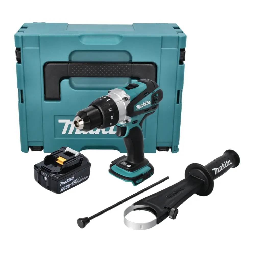 Martillo perforador sin cable Makita DHP 458 G1J 18 V 91 Nm + 1x baterí 6,0 Ah + Makpac - sin cargador