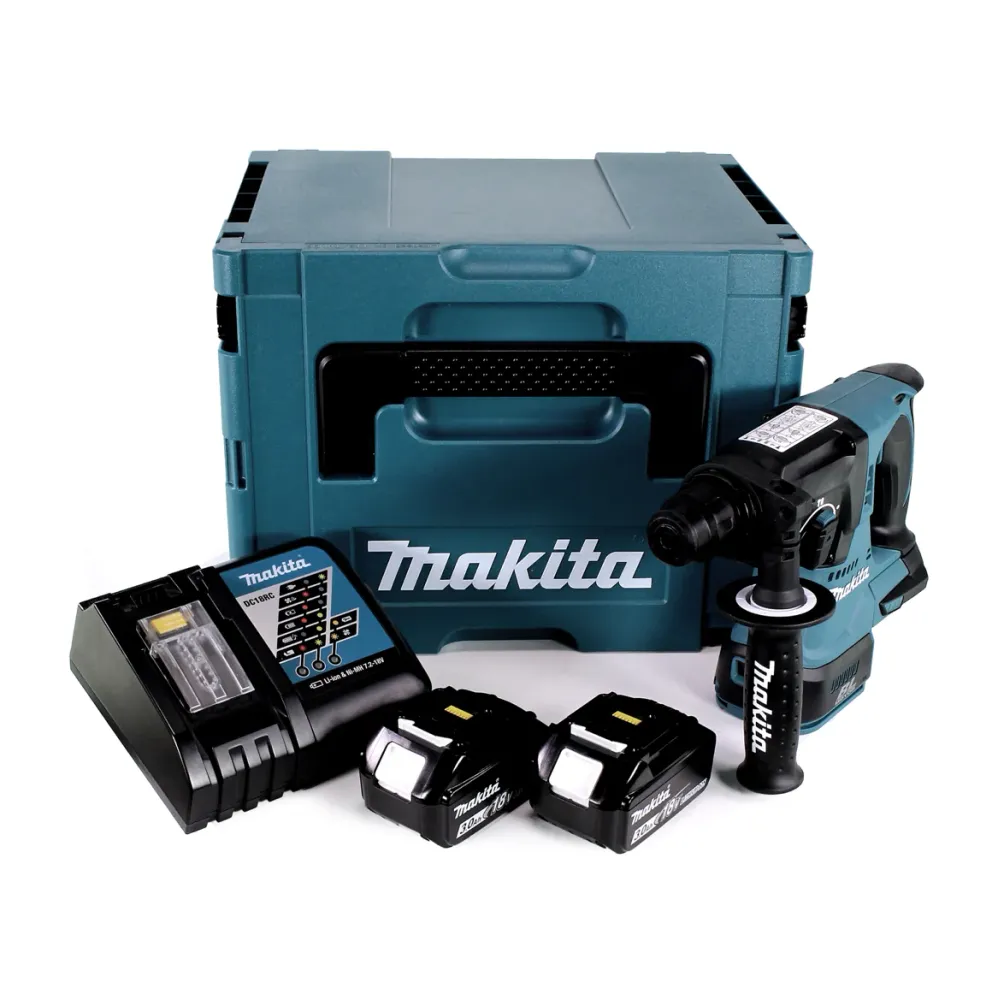 Martillo perforador sin cable Makita DHR 242 RFJ 18V 2.0J SDS-plus Brushless + 2x baterí recargable 3.0Ah + cargador + Makpac