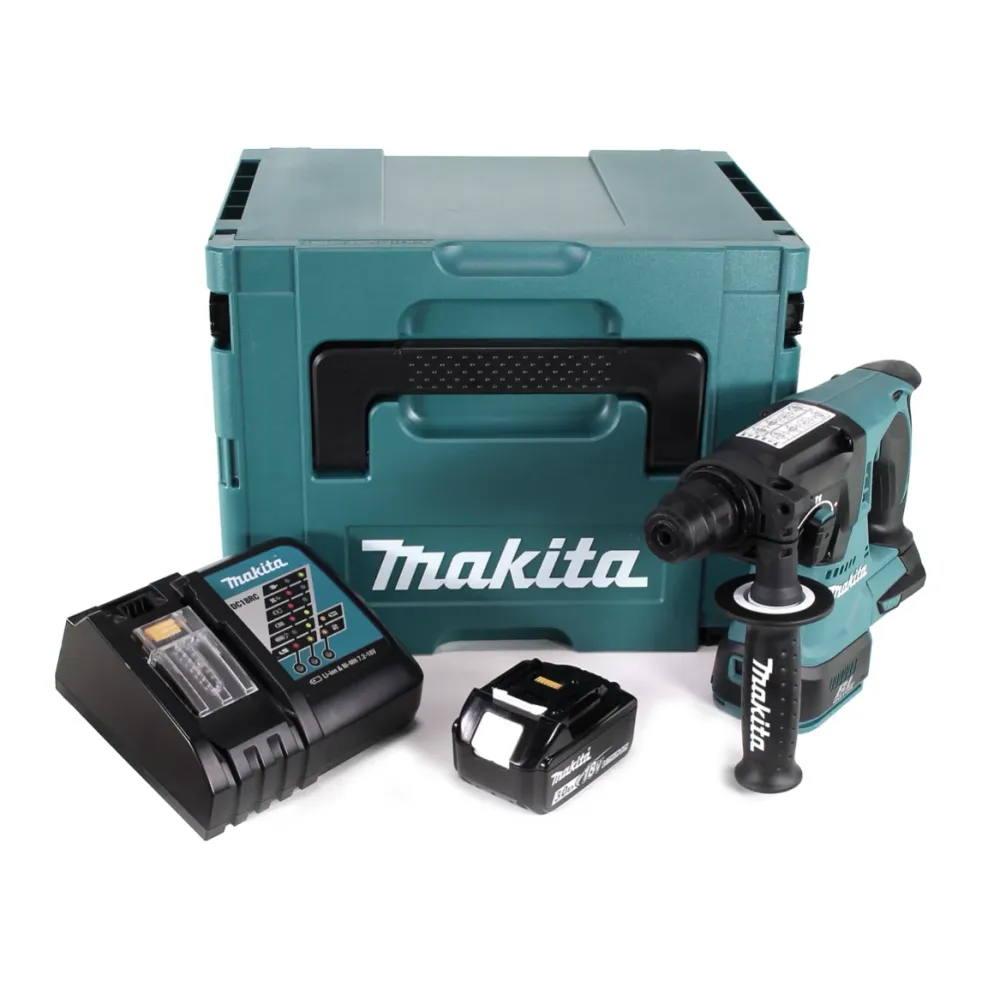 Martillo perforador sin cable Makita DHR 242 RF1J 18V 2.4J SDS-plus Brushless + 1x baterí recargable 3.0Ah + cargador + Ma...