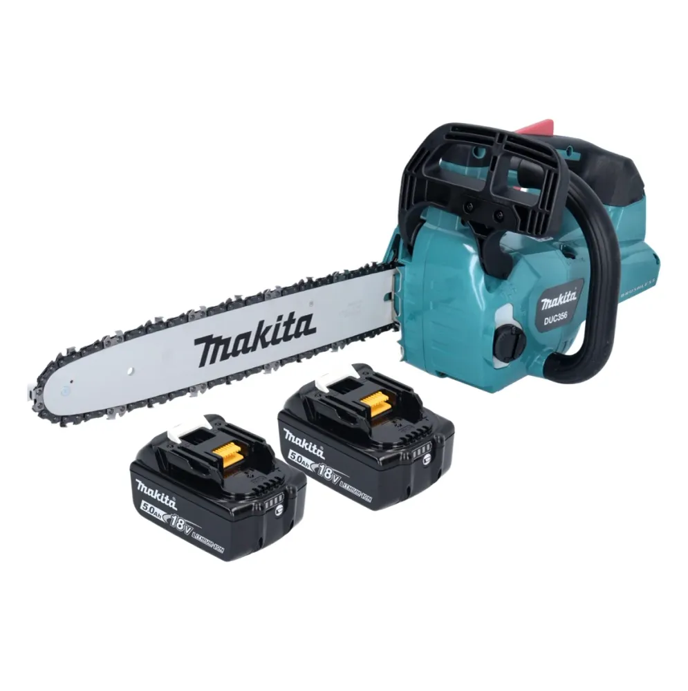 Motosierra baterí Makita DUC 356 TB 36 V (2x 18 V) 35 cm sin escobillas + 2x baterí 5,0 Ah - sin cargador