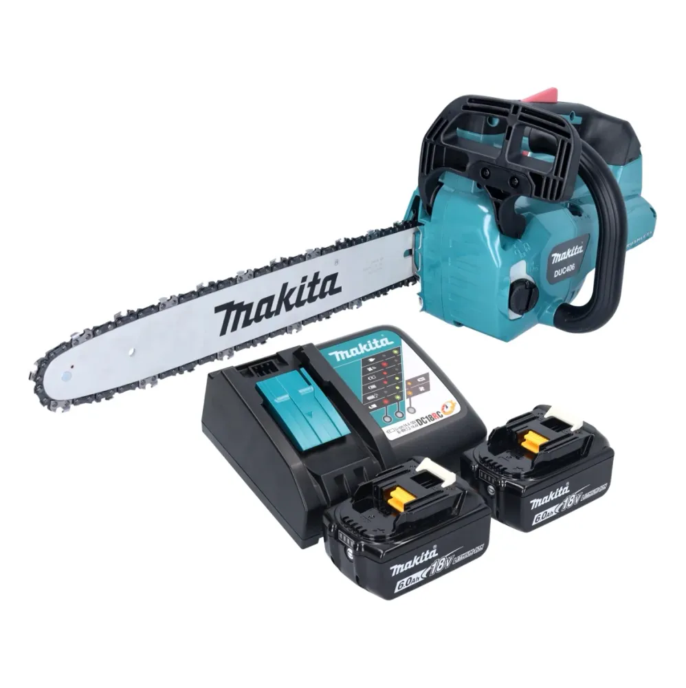 Motosierra baterí Makita DUC 406 RGB 36 V (2x 18 V) 40 cm sin escobillas + 2x baterí 6,0 Ah + cargador