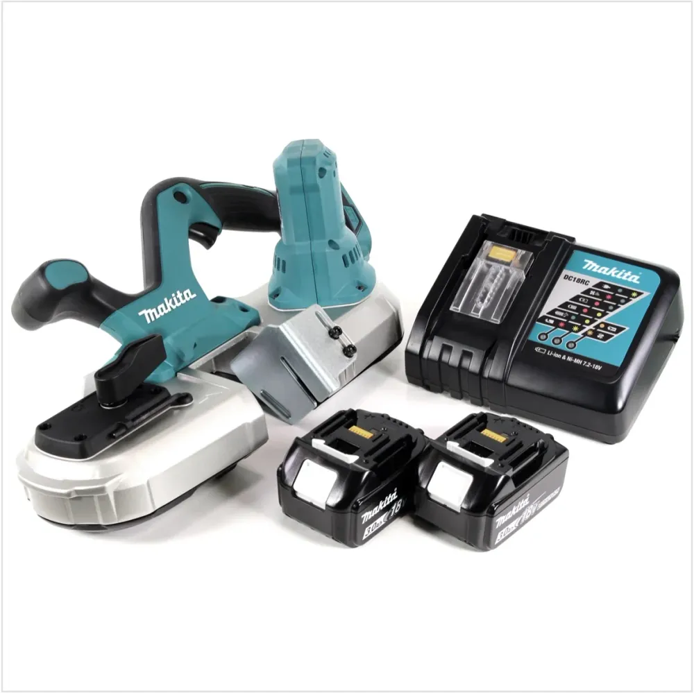 Sierra de cinta inalámbrica Makita DPB 182 RF 18V LXT + 2x baterías 3Ah + cargador de baterí DC 18 RC