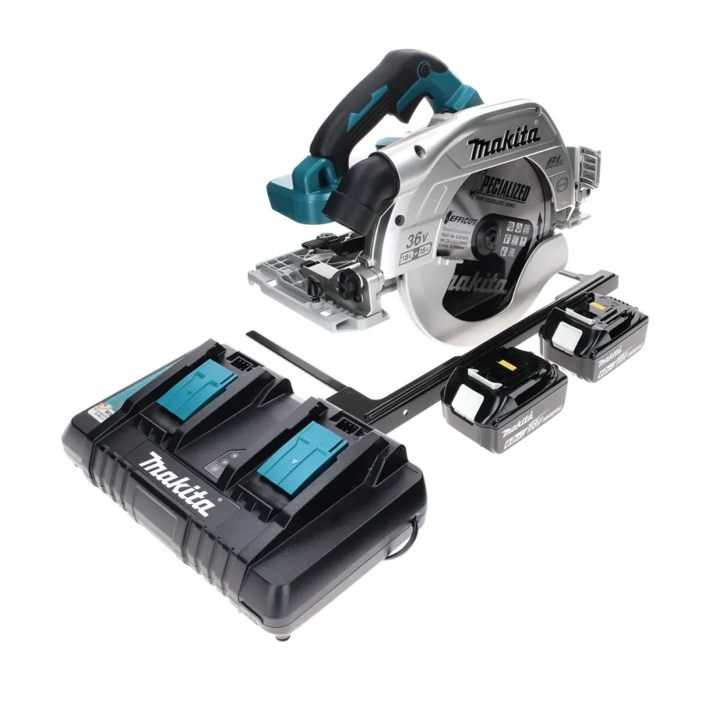 Sierra circular baterí Makita DHS 900 PG2 36 V (2x 18 V) 235 mm sin escobillas + 2x baterí 6,0 Ah + doble cargador