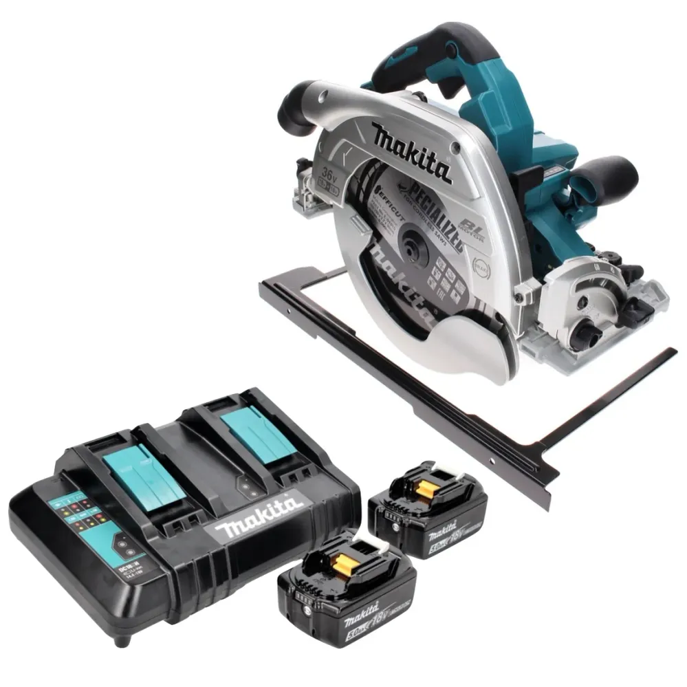 Sierra circular baterí Makita DHS 900 CT 36 V (2x 18 V) 235 mm sin escobillas + 2x baterí 5,0 Ah + cargador doble