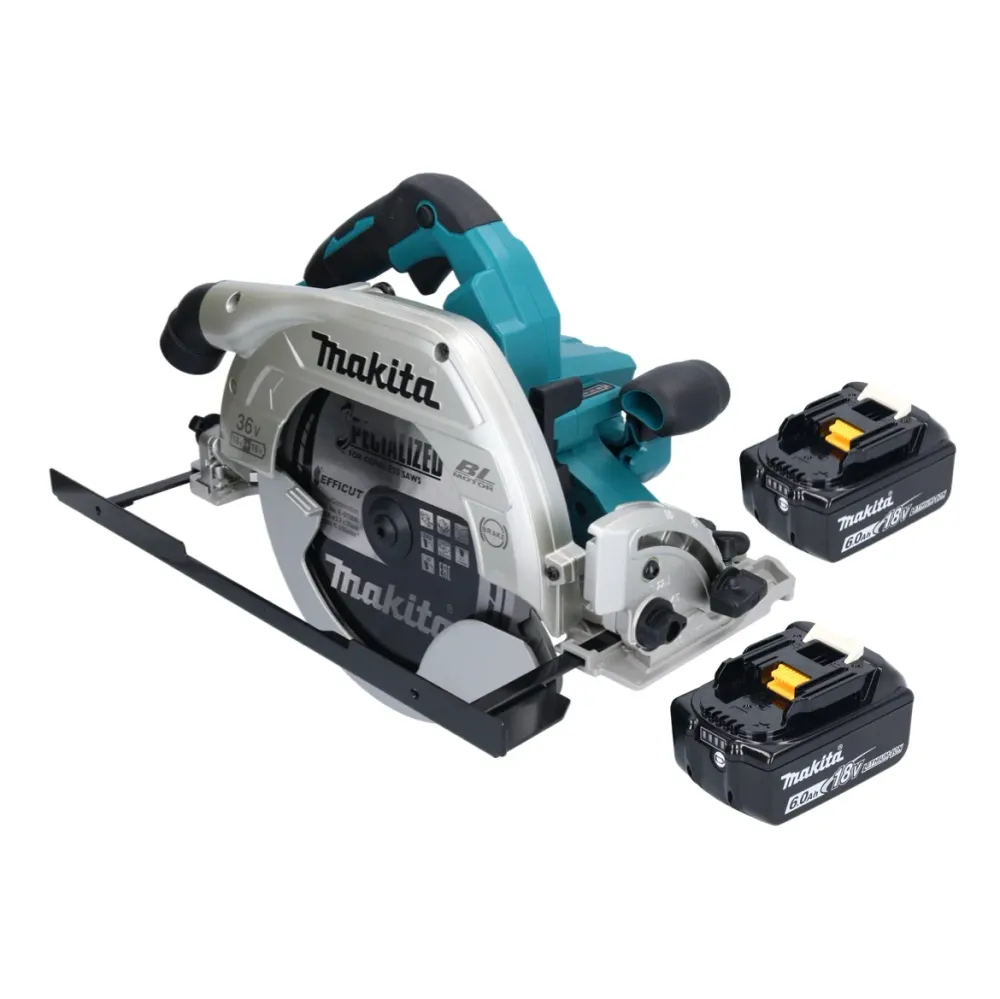 Sierra circular baterí Makita DHS 900 G2U 36 V (2x 18 V) 235 mm sin escobillas + 2x baterí 6,0 Ah + adaptador Bluetooth -...