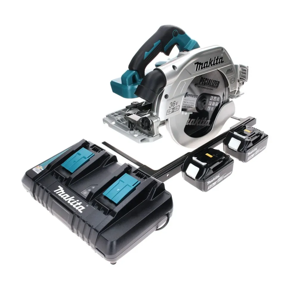 Sierra circular manual baterí Makita DHS 900 PT2 36 V (2x 18 V) 235 mm sin escobillas + 2x baterí 5,0 Ah + cargador doble