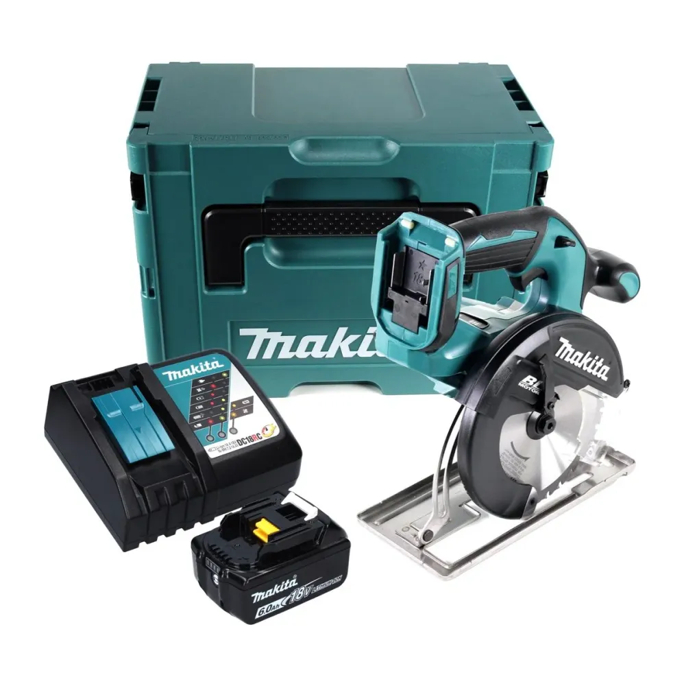 Sierra circular para metal baterí Makita DCS 551 RG1J 18 V 150 mm sin escobillas + 1x baterí 6,0 Ah + cargador + Makpac