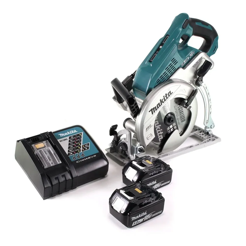 Sierra circular sin cable Makita DRS 780 RT 36V ( 2x18V ) 185 mm sin escobillas + 2x baterí 5,0Ah + cargador