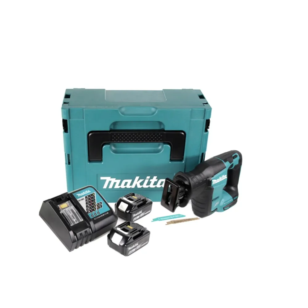 Sierra de sable baterí Makita DJR 188 RGJ Sierra de sable sin escobillas de 18 V en Makpac + baterí 2x 6.0 Ah + cargador