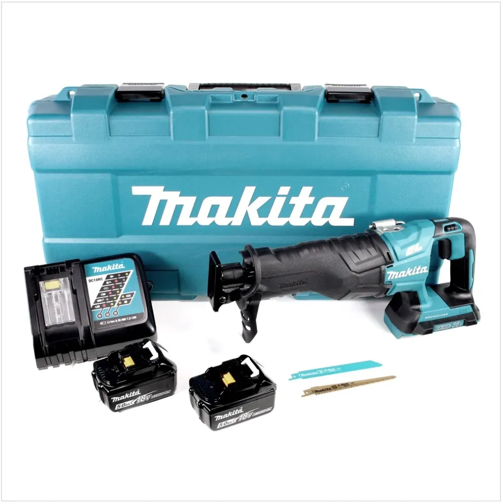 Sierra de sable baterí Makita DJR 360 RTK 36V (2x18V) sin escobillas en estuche + 2x baterí 5.0 Ah + cargador
