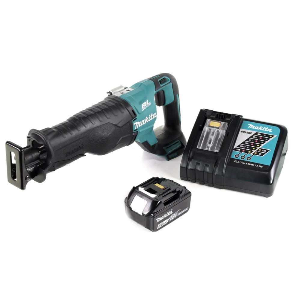 Sierra de sable inalámbrica Makita DJR 187 Sierra de sable sin escobillas de 18 V + 1 baterí de 6,0 Ah + cargador