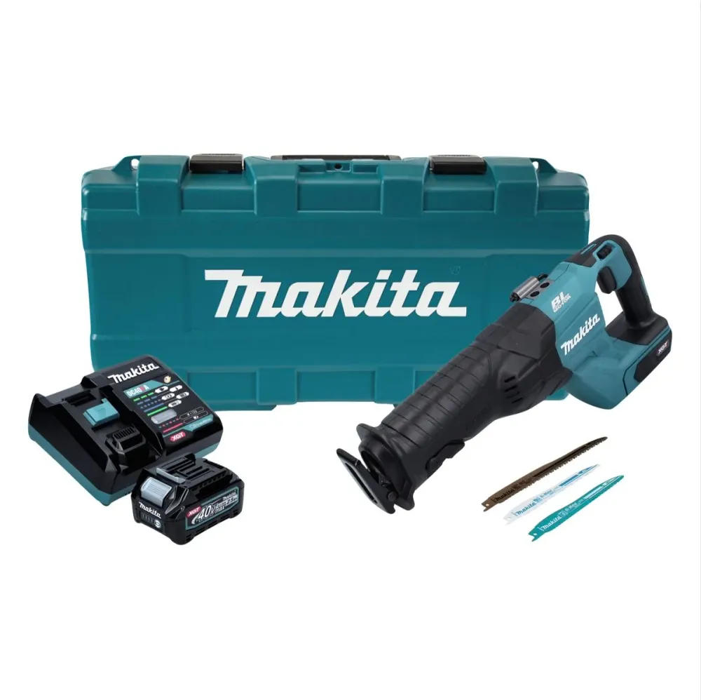 Sierra de sable sin cable Makita JR 001 GD101 Sierra de sable sin escobillas de 40 V máx. XGT + 1x baterí 2,5 Ah + cargado...