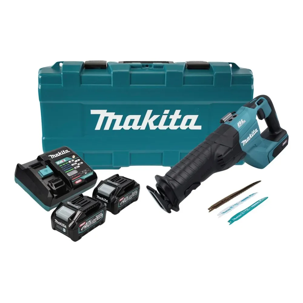 Sierra de sable sin cable Makita JR 001 GM201 Sierra de sable sin escobillas de 40 V máx. XGT + 2x baterí recargable 4,0 A...