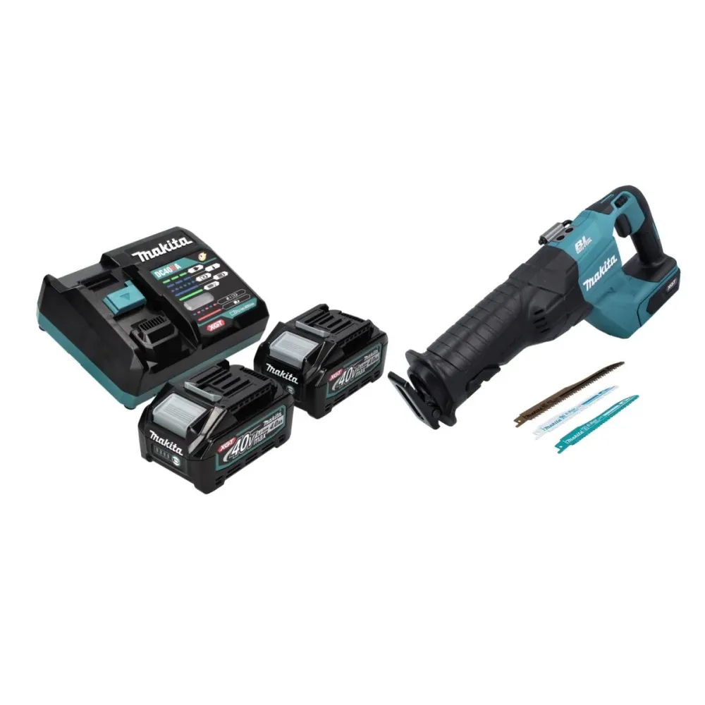 Sierra de sable sin cable Makita JR 001 GM2 Sierra de sable sin escobillas de 40 V máx. XGT + 2x baterí 4,0 Ah + cargador...