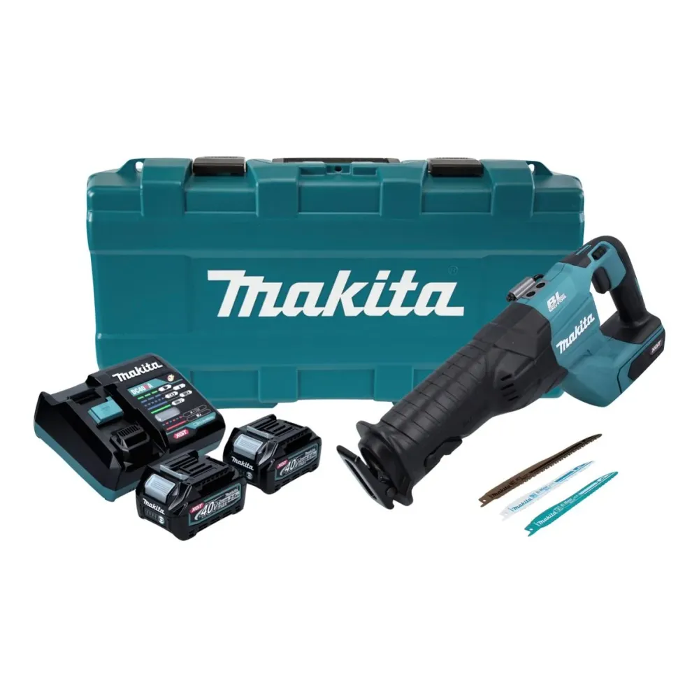 Sierra de sable sin cable Makita JR 001 GD201 Sierra de sable sin escobillas de 40 V máx. XGT + 2x baterí recargable 2,5 A...