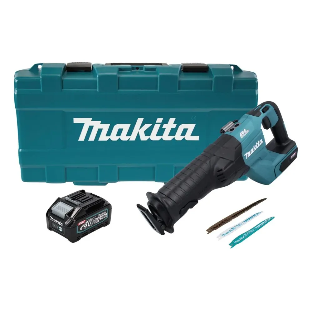 Sierra de sable sin cable Makita JR 001 GM101 Sierra de sable sin escobillas de 40 V máx. XGT + 1x baterí 4,0 Ah + maletín...