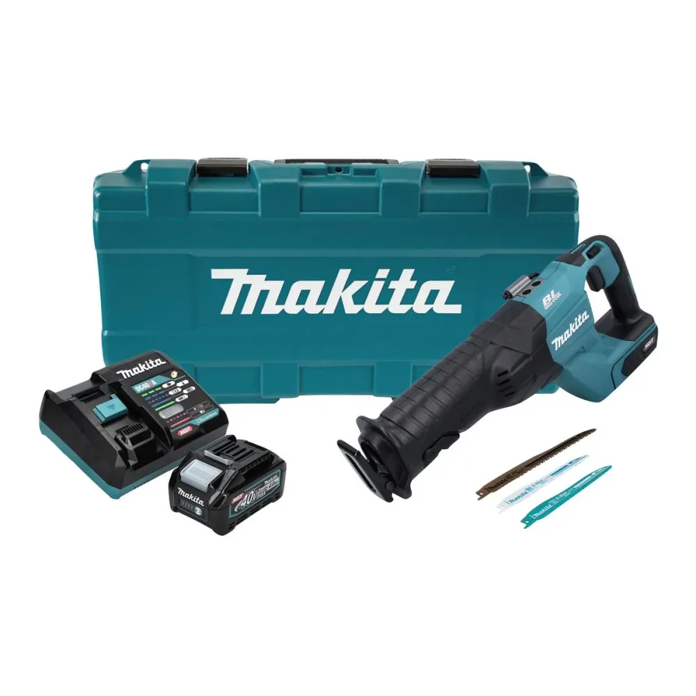 Sierra de sable sin cable Makita JR 001 GM101 Sierra de sable sin escobillas de 40 V máx. XGT + 1x baterí 4,0 Ah + cargado...