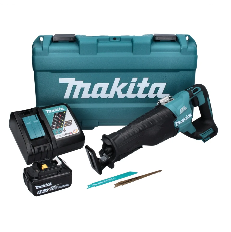 Sierra de sable sin cable Makita DJR 187 RT1K 18 V sin escobillas + 1x baterí 5.0 Ah + cargador + maletín