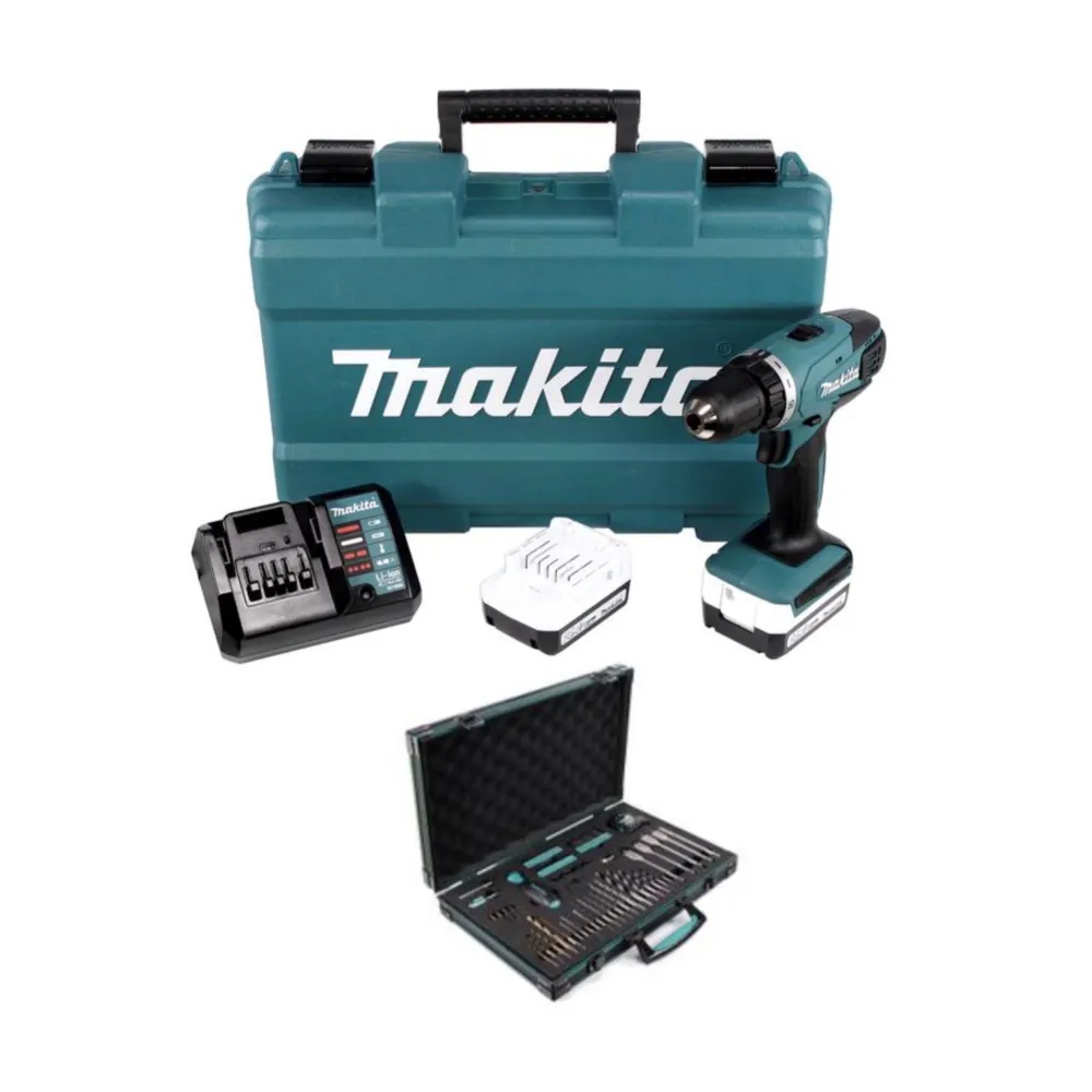 Taladro atornillador baterí Makita DF 347 DWE 14,4 V Li-ion + 2x Baterías 1,5 Ah + Cargador + Makita P-90261 Pro XL - Gran...