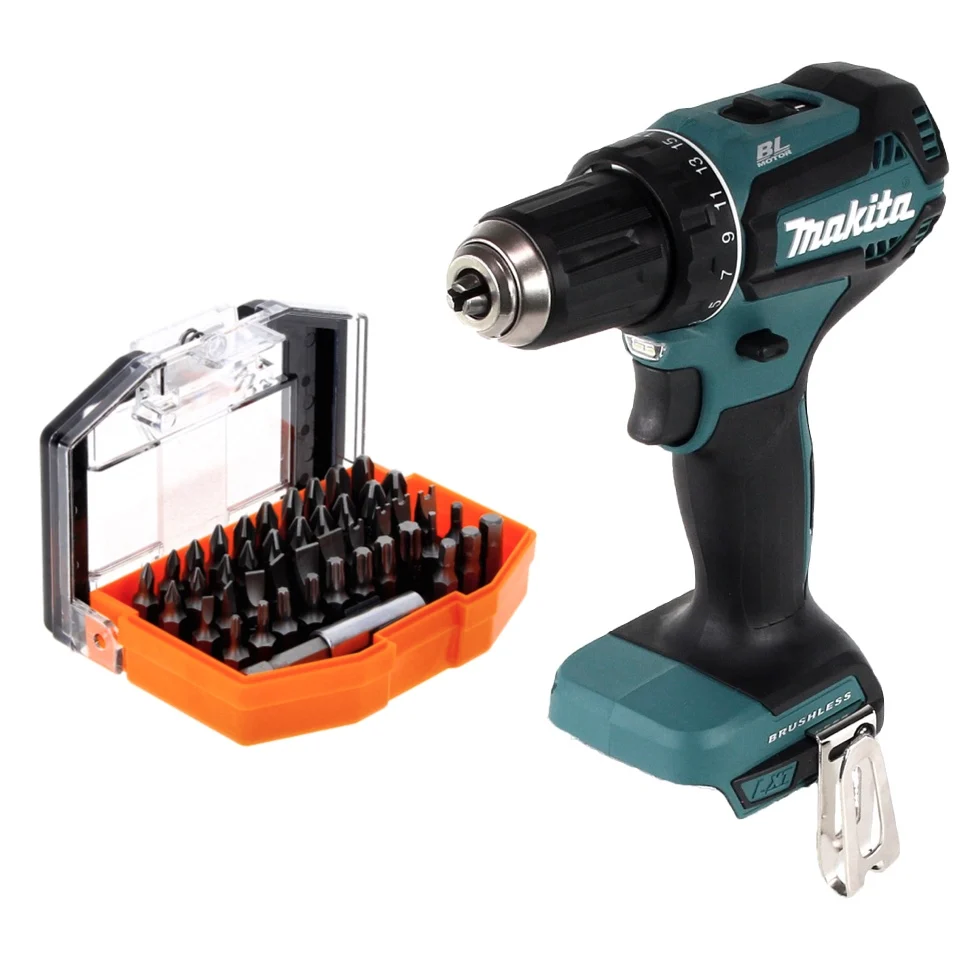 Taladro atornillador baterí Makita DDF 485 Z 18 V 50 Nm sin escobillas + juego de puntas de 44 piezas - sin baterí, sin ca...
