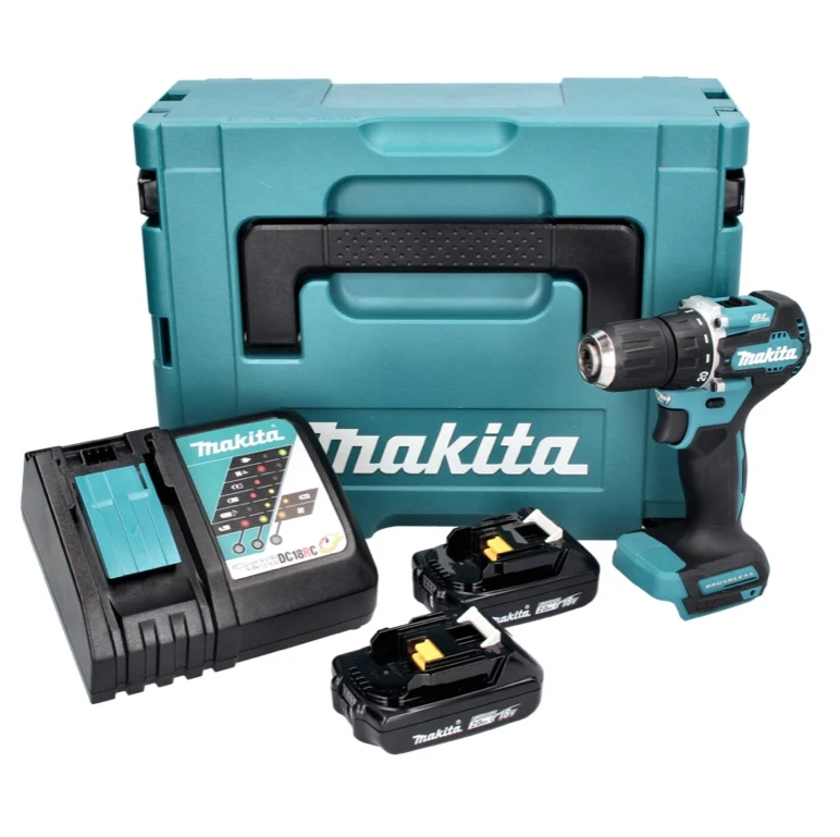 Taladro atornillador baterí Makita DDF 487 RAJ 18 V 40 Nm sin escobillas + 2x baterí recargable 2,0 Ah + cargador + Makpac