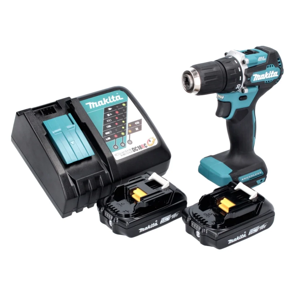 Taladro atornillador baterí Makita DDF 487 RA 18 V 40 Nm sin escobillas + 2x baterí recargable 2,0 Ah + cargador