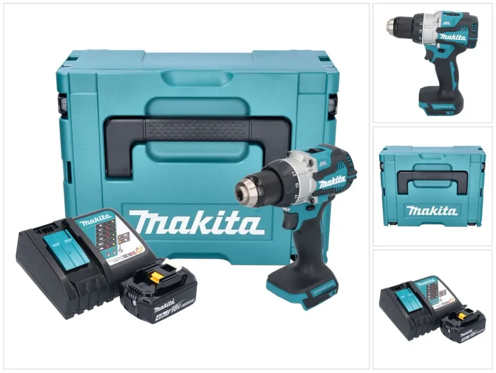 Taladro atornillador baterí Makita DDF 489 RM1J 18 V 73 Nm sin escobillas + 1x baterí recargable 4,0 Ah + cargador + Makpac