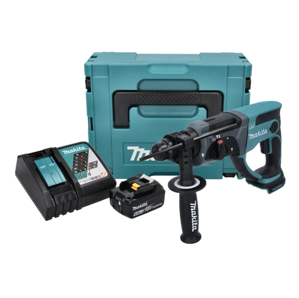 Taladro atornillador baterí Makita DHR 202 RG1J 18 V 2.0 J SDS Plus + 1x baterí 6.0 Ah + cargador + Makpac