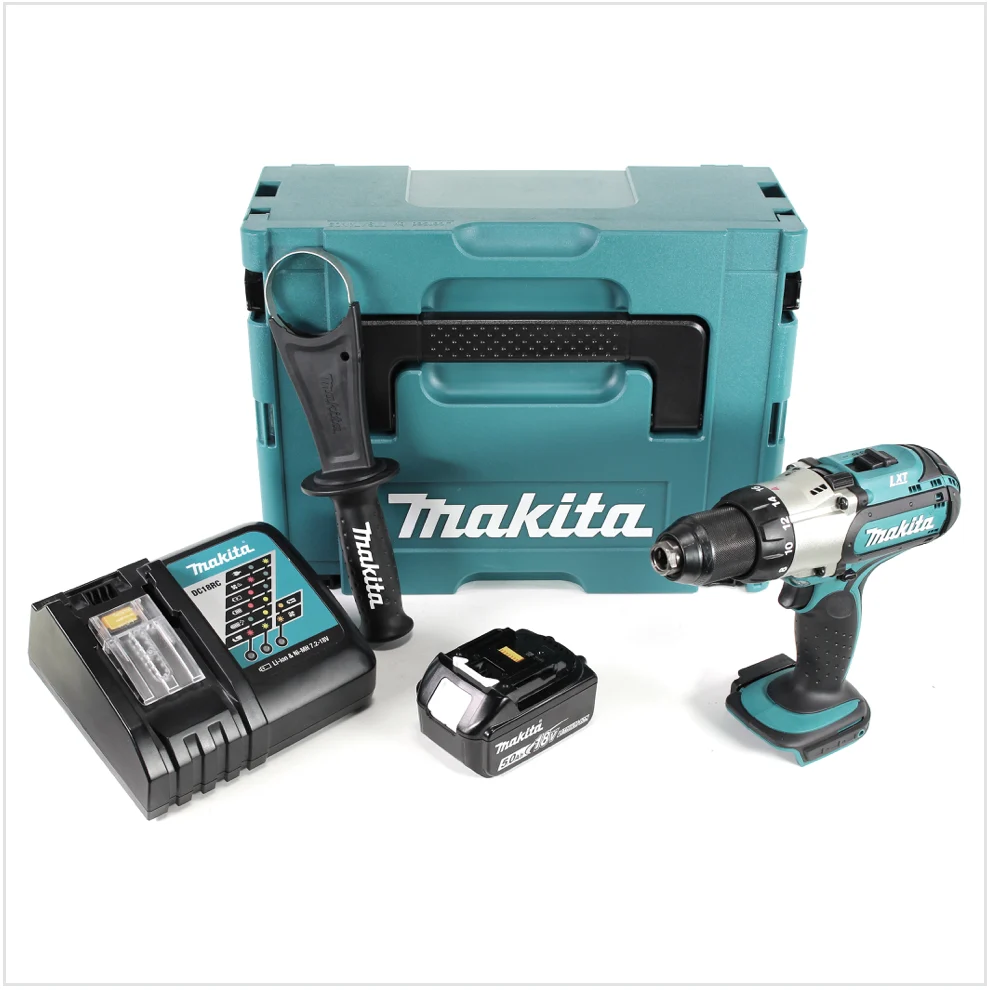 Taladro atornillador inalámbrico Makita DDF 451 RT1J 18 V 80 Nm + 1x baterí 5,0 Ah + cargador en Makpac