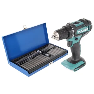 Taladro atornillador inalámbrico Makita DDF 482 Z 18 V 62 Nm + juego de puntas 40 piezas - sin baterí, sin cargador