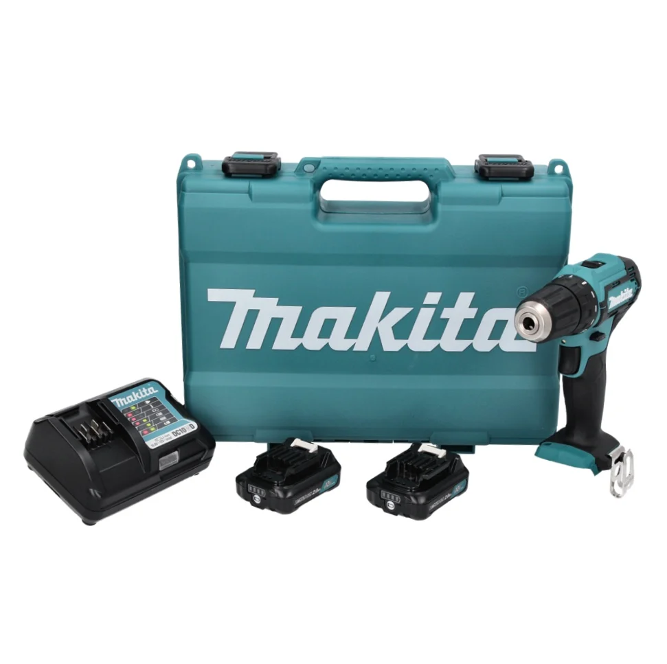 Taladro atornillador inalámbrico Maktia DF 333 DWAE 12 V máx. 30 Nm + 2 baterías 2,0 Ah + cargador + maletín Makita