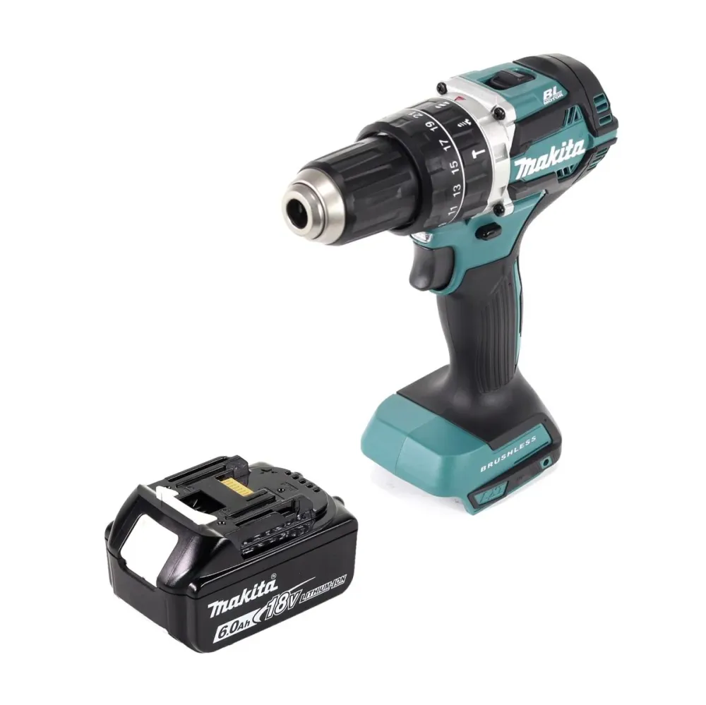 Taladro de percusión sin cable Makita DHP 484 G1 18 V 54 Nm sin escobillas + 1x baterí recargable 6,0 Ah - sin cargador