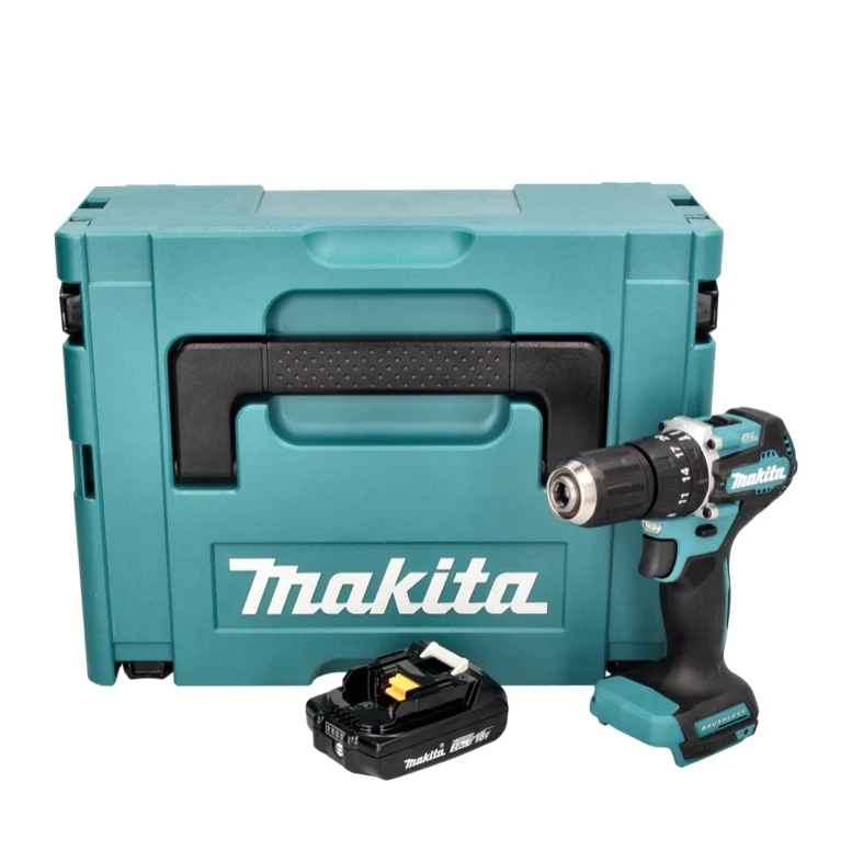 Taladro de percusión sin cable Makita DHP 487 A1J 18 V 40 Nm sin escobillas + 1x baterí recargable 2,0 Ah + Makpac - sin c...