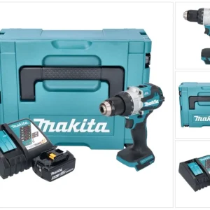 Taladro de percusión sin cable Makita DHP 489 RT1J 18 V 73 Nm sin escobillas + 1x baterí recargable 5,0 Ah + cargador + Ma...