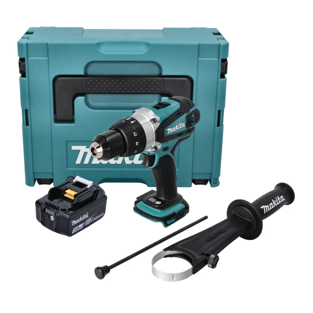 Taladro percutor baterí Makita DHP 458 F1J 18 V 91 Nm + 1x baterí 3.0 Ah + Makpac - sin cargador