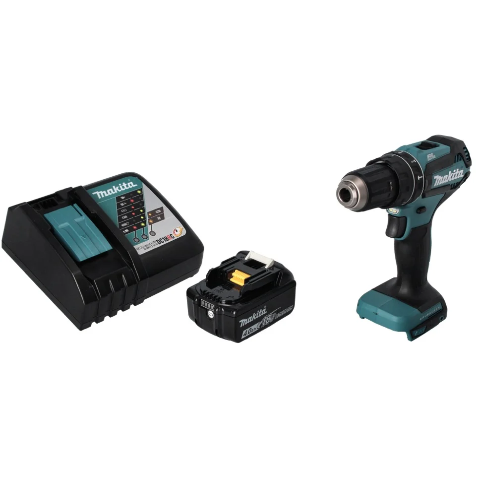 Taladro percutor baterí Makita DHP 485 RM1 18 V 50 Nm sin escobillas + 1 baterí de 4,0 Ah + cargador