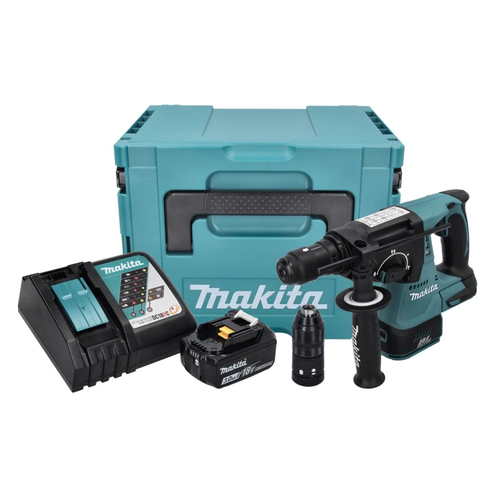 Taladro percutor baterí Makita DHR 243 RF1J 18 V 2,0 J SDS plus sin escobillas + 1x baterí 3,0 Ah + cargador + Makpac