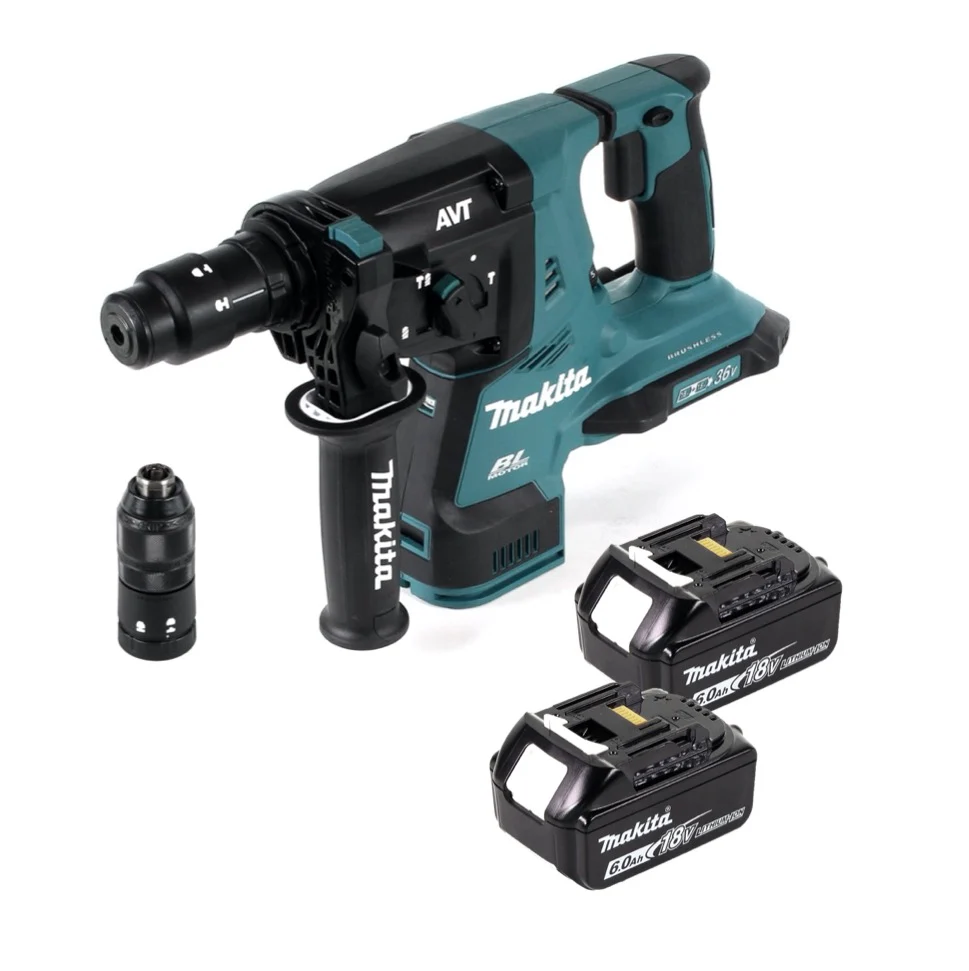 Taladro percutor baterí Makita DHR 281 G 36 V (2x 18 V) 2,8 J SDS-plus sin escobillas + 2x baterí 6,0 Ah - sin cargador